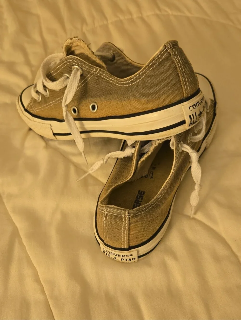 Converse Kids Low-Top Canvas Sneakers in Tan and White